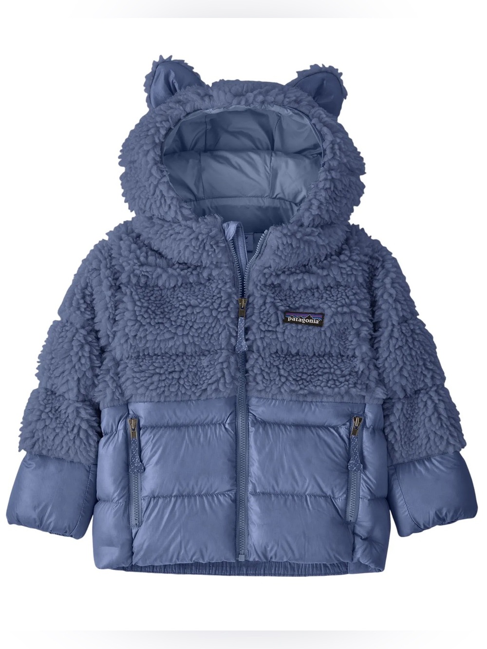 Patagonia Baby Hi-Loft Down Sweater™ Furry Friends Hoody in Current Blue